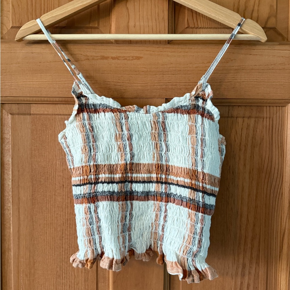 American Eagle Outfitters Size Extra Small XS Plaid Ruffle Trim Women Top